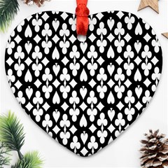 Dark Horse Playing Card Black White Ornament (heart)