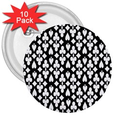 Dark Horse Playing Card Black White 3  Buttons (10 Pack)  by Mariart