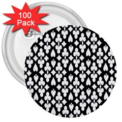 Dark Horse Playing Card Black White 3  Buttons (100 Pack) 