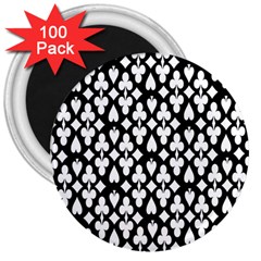 Dark Horse Playing Card Black White 3  Magnets (100 Pack) by Mariart