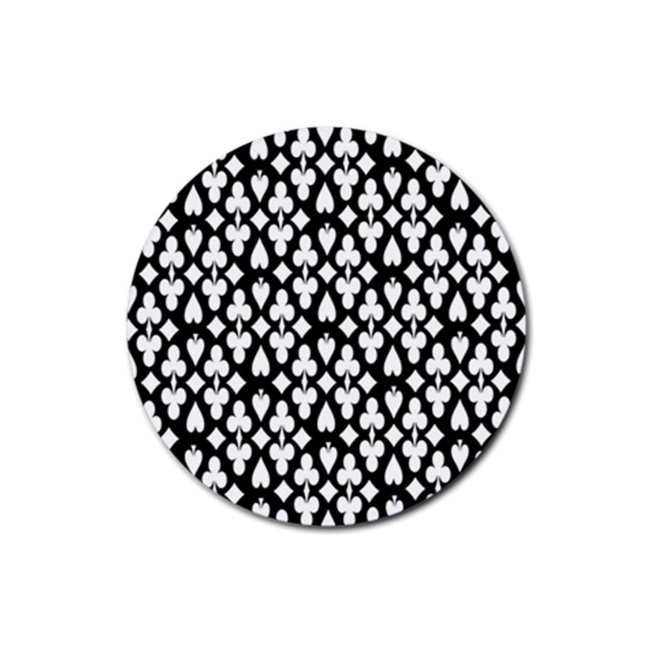 Dark Horse Playing Card Black White Rubber Coaster (Round) 