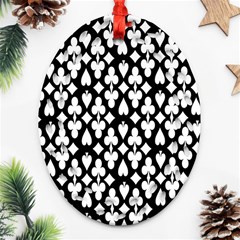 Dark Horse Playing Card Black White Ornament (oval Filigree) by Mariart