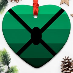 Fascigender Flags Line Green Black Hole Polka Ornament (heart) by Mariart