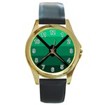 Fascigender Flags Line Green Black Hole Polka Round Gold Metal Watch Front