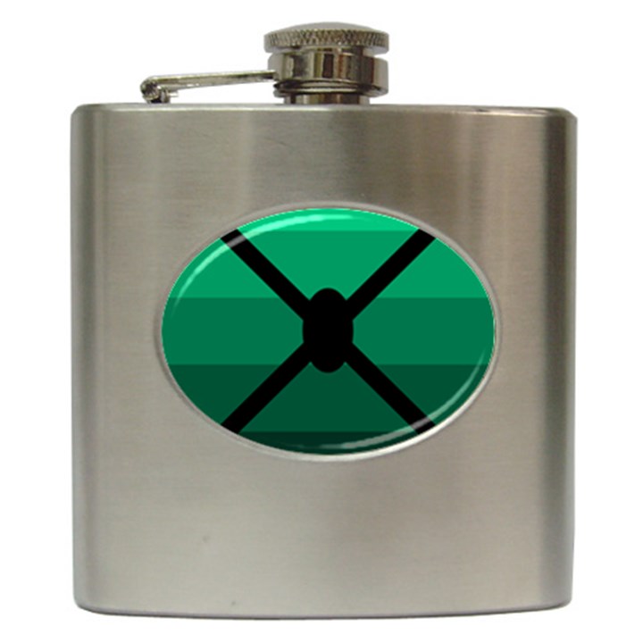 Fascigender Flags Line Green Black Hole Polka Hip Flask (6 oz)