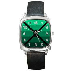 Fascigender Flags Line Green Black Hole Polka Square Metal Watch by Mariart