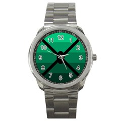 Fascigender Flags Line Green Black Hole Polka Sport Metal Watch by Mariart