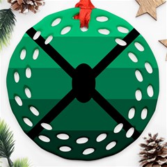 Fascigender Flags Line Green Black Hole Polka Ornament (round Filigree) by Mariart