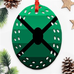 Fascigender Flags Line Green Black Hole Polka Ornament (oval Filigree) by Mariart