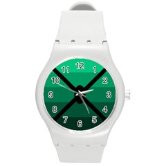 Fascigender Flags Line Green Black Hole Polka Round Plastic Sport Watch (m) by Mariart