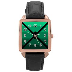 Fascigender Flags Line Green Black Hole Polka Rose Gold Leather Watch 