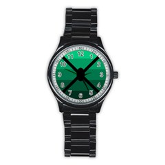 Fascigender Flags Line Green Black Hole Polka Stainless Steel Round Watch by Mariart