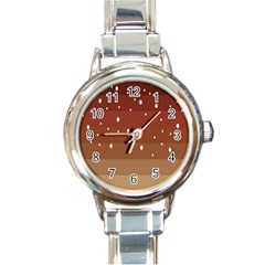 Fawn Gender Flags Polka Space Brown Round Italian Charm Watch