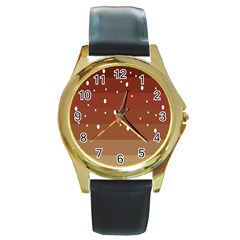 Fawn Gender Flags Polka Space Brown Round Gold Metal Watch