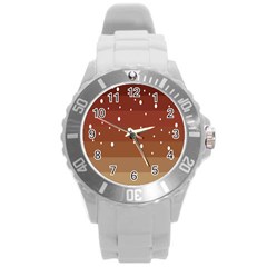 Fawn Gender Flags Polka Space Brown Round Plastic Sport Watch (l)