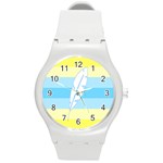 Feather Flags Round Plastic Sport Watch (M) Front