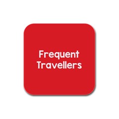 Frequent Travellers Red Rubber Square Coaster (4 Pack) 