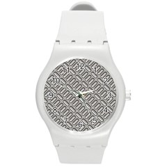 Capsul Another Grey Diamond Metal Texture Round Plastic Sport Watch (m) by Mariart