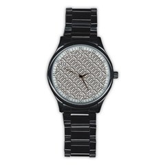 Capsul Another Grey Diamond Metal Texture Stainless Steel Round Watch by Mariart