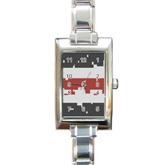 Girl Flags Plaid Red Black Rectangle Italian Charm Watch