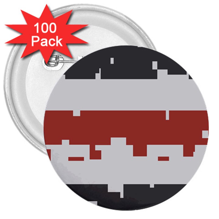 Girl Flags Plaid Red Black 3  Buttons (100 pack) 