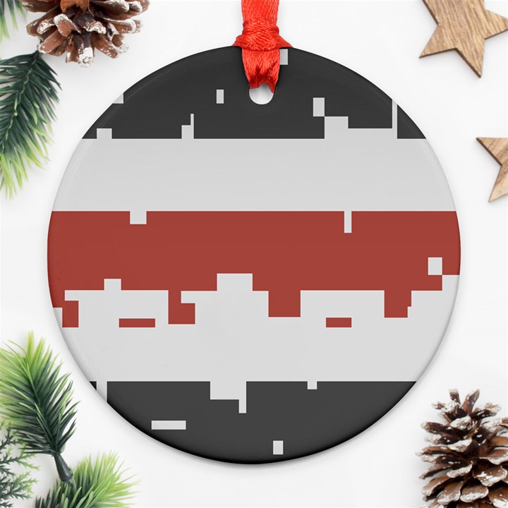 Girl Flags Plaid Red Black Round Ornament (Two Sides)