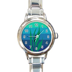 Gender Sea Flags Leaf Round Italian Charm Watch