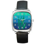 Gender Sea Flags Leaf Square Metal Watch Front