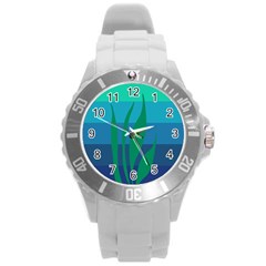 Gender Sea Flags Leaf Round Plastic Sport Watch (l)