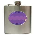 Glimragender Flags Wave Waves Chevron Purple Blue Star Yellow Space Hip Flask (6 oz) Front