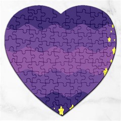 Glimragender Flags Wave Waves Chevron Purple Blue Star Yellow Space Jigsaw Puzzle (heart) by Mariart