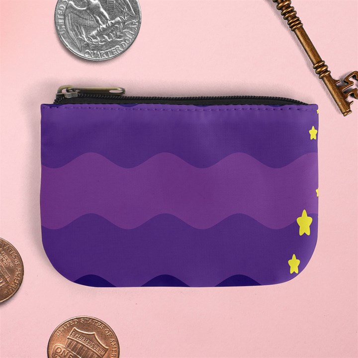 Glimragender Flags Wave Waves Chevron Purple Blue Star Yellow Space Mini Coin Purses