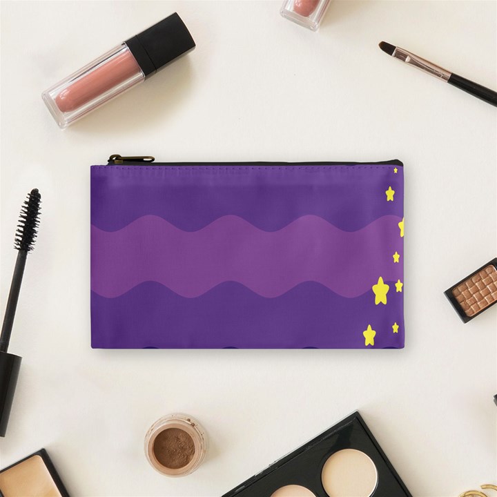 Glimragender Flags Wave Waves Chevron Purple Blue Star Yellow Space Cosmetic Bag (Small) 