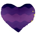 Glimragender Flags Wave Waves Chevron Purple Blue Star Yellow Space Large 19  Premium Flano Heart Shape Cushions Front