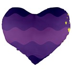 Glimragender Flags Wave Waves Chevron Purple Blue Star Yellow Space Large 19  Premium Flano Heart Shape Cushions Back