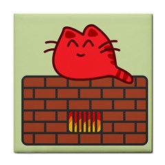 Happy Cat Fire Animals Cute Red Tile Coasters by Mariart