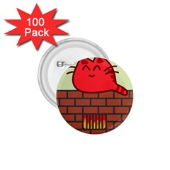 Happy Cat Fire Animals Cute Red 1 75  Buttons (100 Pack) 