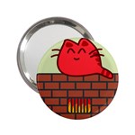 Happy Cat Fire Animals Cute Red 2.25  Handbag Mirrors Front