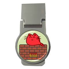 Happy Cat Fire Animals Cute Red Money Clips (round)  by Mariart