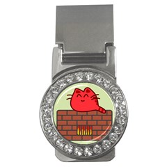 Happy Cat Fire Animals Cute Red Money Clips (cz)  by Mariart