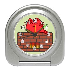 Happy Cat Fire Animals Cute Red Travel Alarm Clocks by Mariart