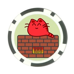 Happy Cat Fire Animals Cute Red Poker Chip Card Guard by Mariart