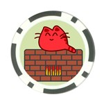 Happy Cat Fire Animals Cute Red Poker Chip Card Guard Front