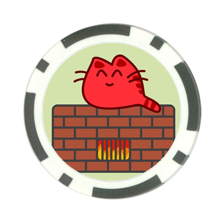 Happy Cat Fire Animals Cute Red Poker Chip Card Guard