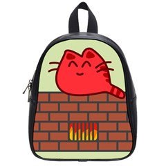 Happy Cat Fire Animals Cute Red School Bags (small)  by Mariart