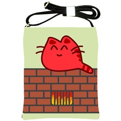 Happy Cat Fire Animals Cute Red Shoulder Sling Bags