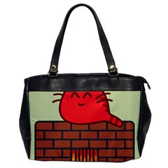 Happy Cat Fire Animals Cute Red Office Handbags