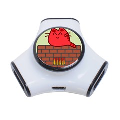 Happy Cat Fire Animals Cute Red 3-port Usb Hub