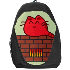 Happy Cat Fire Animals Cute Red Backpack Bag by Mariart