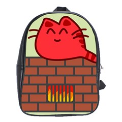 Happy Cat Fire Animals Cute Red School Bags (xl)  by Mariart